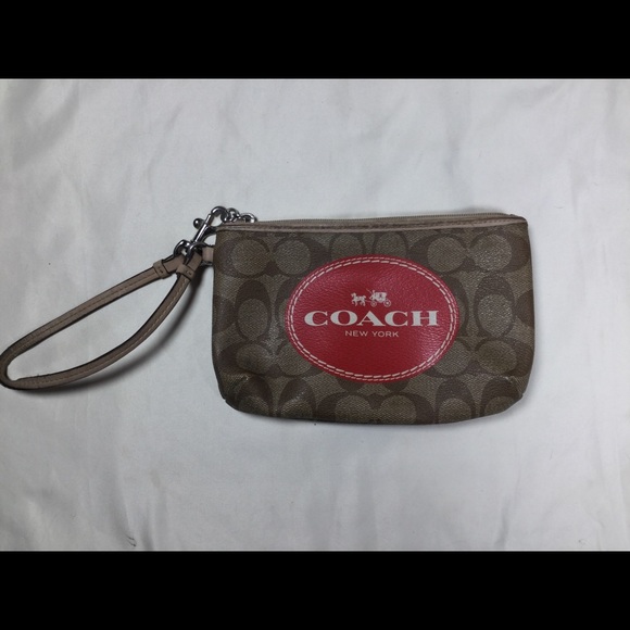 Coach Handbags - Coach Signature Khaki Horse & Carriage Wristlet